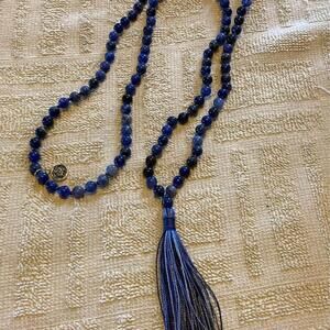 Blue Sodalite Stone Beaded Mala Meditation Prayer Chain